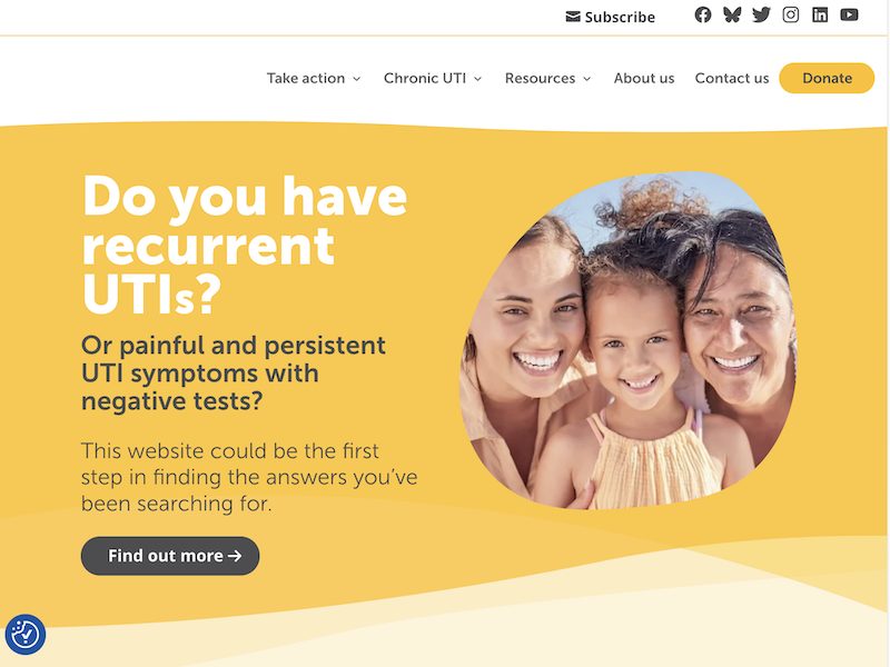 Chronic UTI Australia website homepage