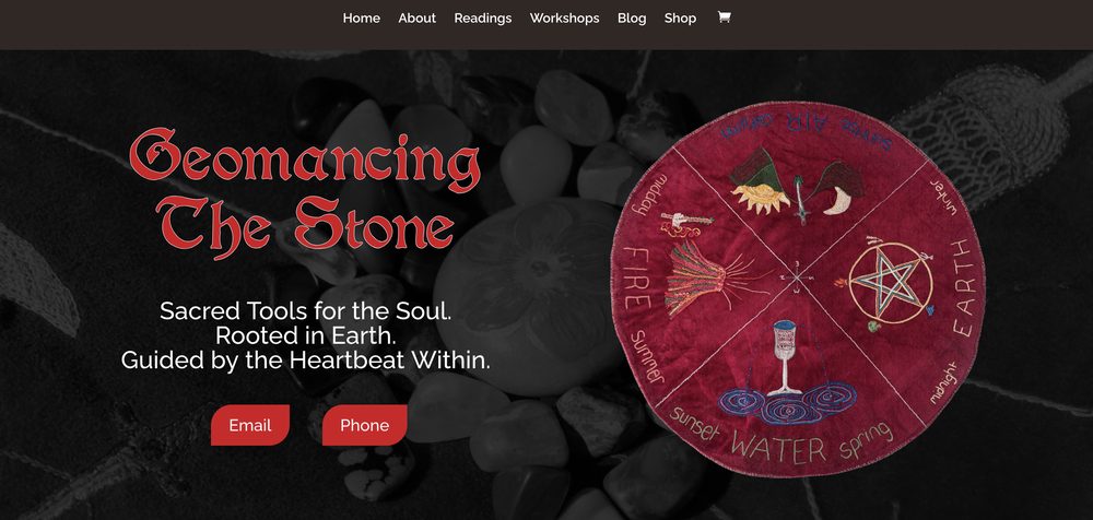 Geomancing the Stone website homepage