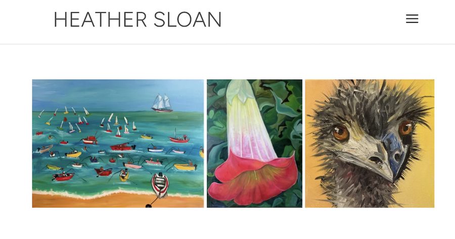 Heather Sloan artist website on mobile