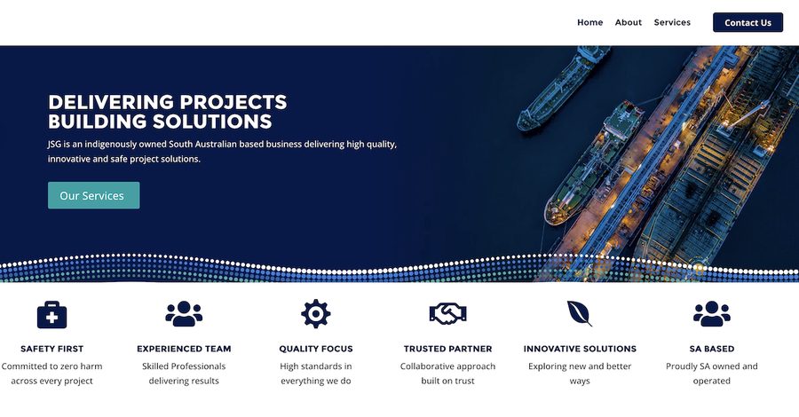 JSG Project Services website homepage