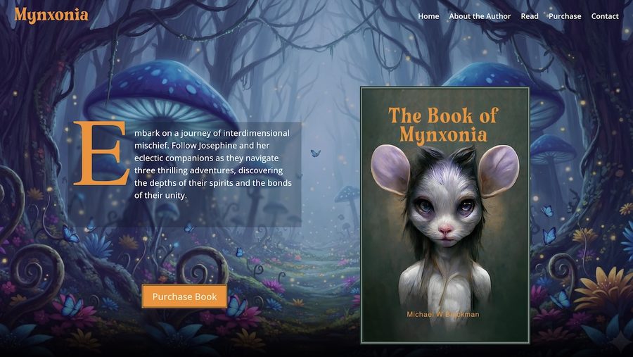 Mynxonia book website homepage